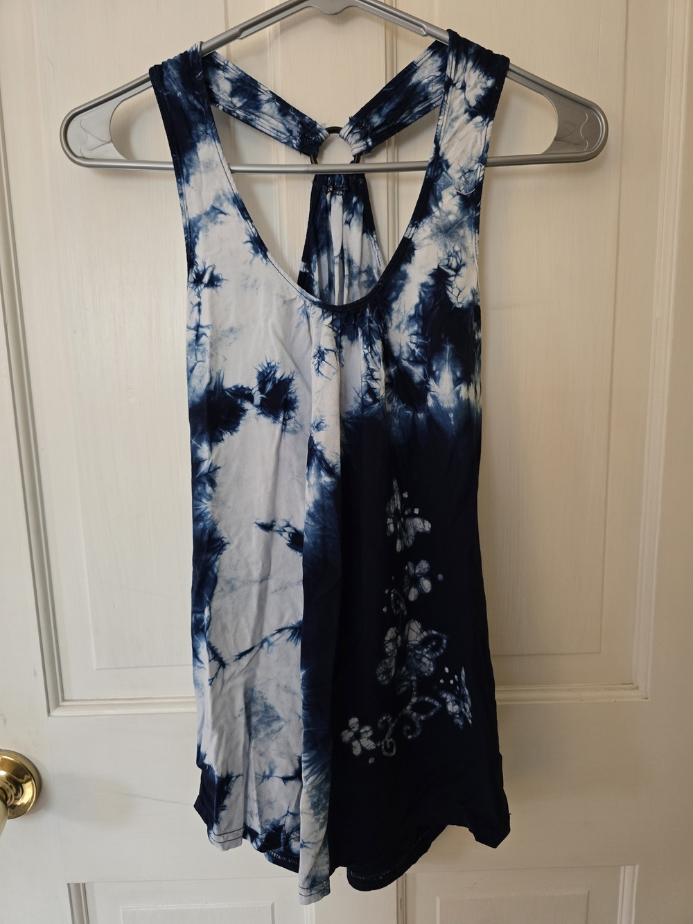 Women’s Navy and White Tie-Dye Racerback Tank